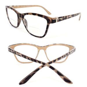 Leopard Beige Bifocal Readers with Spring Temple Matte Finish Reading Glasses